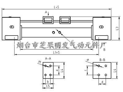 QLQG2型双负载反向无杆缆索气缸结构图